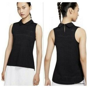 Nike Women Golf Dri-FIT Ace Black Polo Sleeveless Shirt CK5826-010 Sz S NWT $70